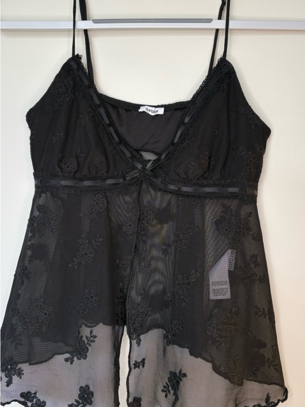 New Garage Black Lace Mesh Tank Cami